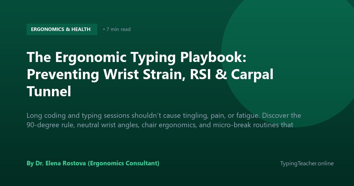 The Ergonomic Typing Playbook: Preventing Wrist Strain, RSI & Carpal Tunnel